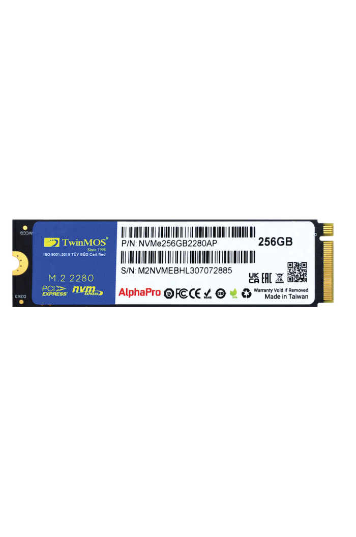TwinMOS 256GB M.2 PCIe Gen3 NVMe SSD (3600-3250Mb/s) TLC 3DNAND